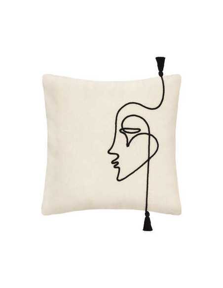 Housse coussin visage corde 40x40 cm