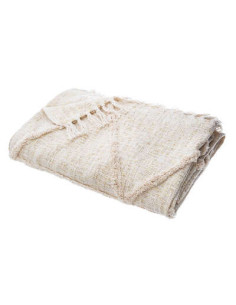 Jeté de lit coton beige SHINE 130x180 cm