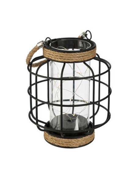 Lanterne métal filaire Microled Hauteur 17,5 cm
