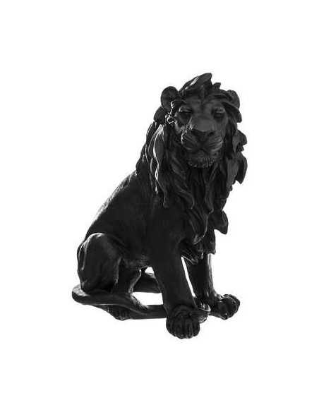 Lion déco résine noire Hauteur 31 cm