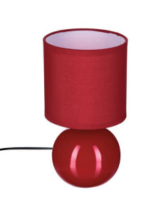 Lampe céramique TIMEO rouge strié hauteur 25 cm