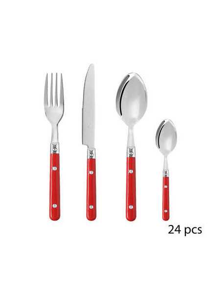 Ménagère 24 pièces rouge BISTROT