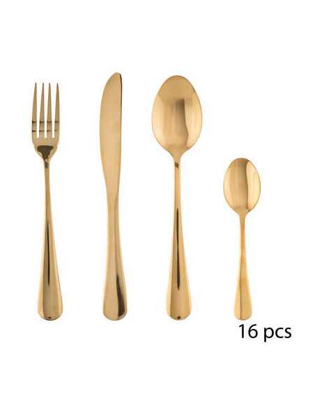 Ménagère 16 pièces inox GOLD