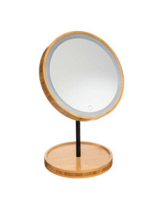 Miroir LED à pied bambou diammètre 16 cm