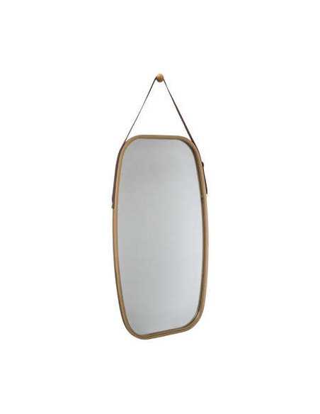 Miroir mural oval cuir avec anse
