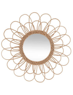 Miroir fleur rotin diamètre 56 cm