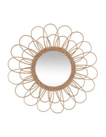 Miroir fleur rotin diamètre 56 cm