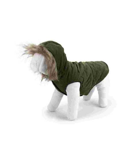 Manteau à capuche suédine vert 25 cm