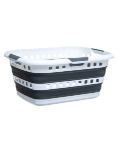 Panier à linge retractable 45 litres blanc et gris