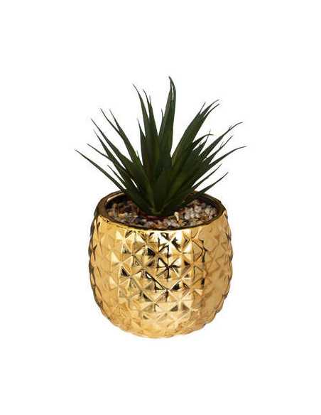 Plante ananas céramique doré hauteur 21 cm