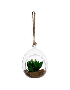 Plante artificiel boule en verre suspendue Diamètre 7 cm hauteur 9,5 cm