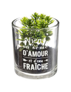 Plante artificielle " message" diamètre 7cm hauteur 8cm