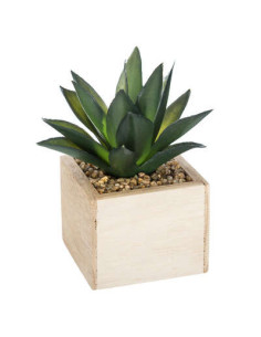 Plante verte artificielle pot bois chic hauteur 14 cm