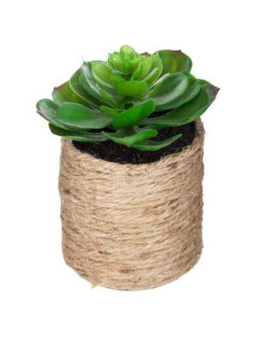 Plante verte artificielle pot corde ETNIK hauteur 16 cm