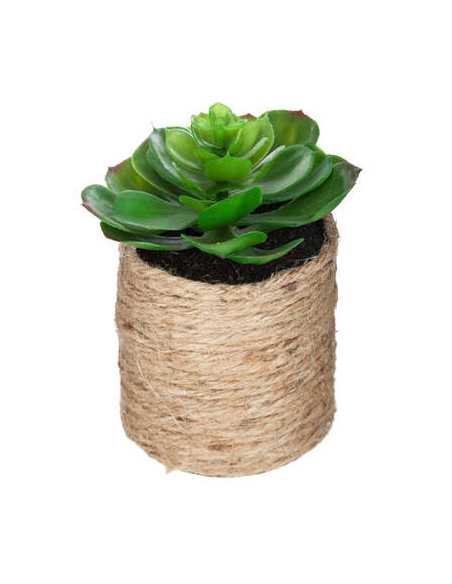 Plante verte artificielle pot corde ETNIK hauteur 16 cm
