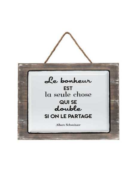 Plaque murale "citation" bois/céramique