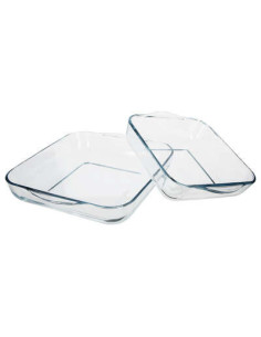 Plat verre carré set de 2