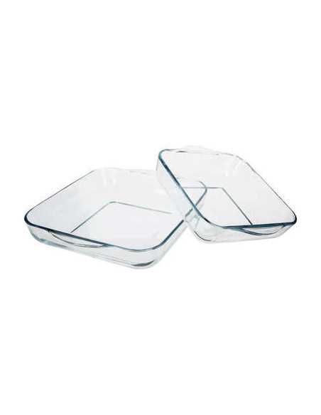 Plat verre carré set de 2