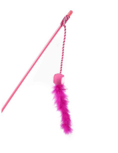 Canne à pêche appât balle boa plume, 56cm, rose
