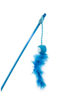 Canne à pêche appât balle boa plume, 56cm, bleu