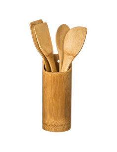 Pot à ustensiles bambou, 4 ustensiles