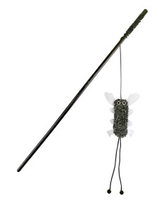 Canne à pêche appât peluche chauve-souris, 46 cm, gris noir