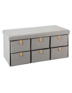 Pouf pliant double SUEDE gris 6 tiroirs