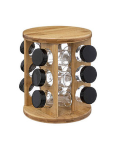 Rack à épices rotatif bambou X12