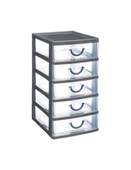 Rangement 5 tiroirs petit modèle gris