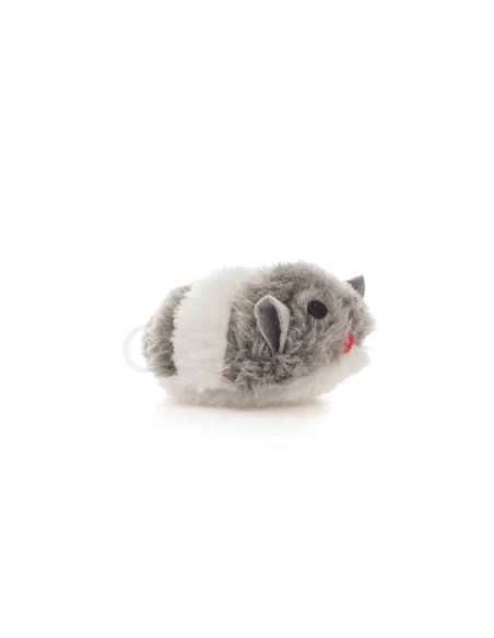 Souris en peluche a remonter, 8cm, gris blanc