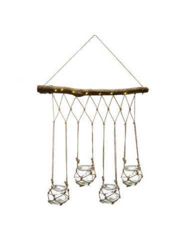 4 soliflores suspendus LED, verre 43x53 cm