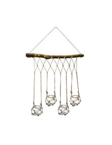 4 soliflores suspendus LED, verre 43x53 cm