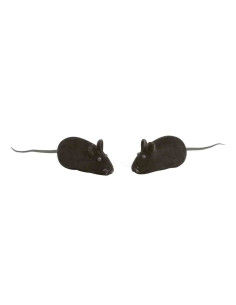 Souris polyester, sonore, 2 pièces, 16 cm, gris