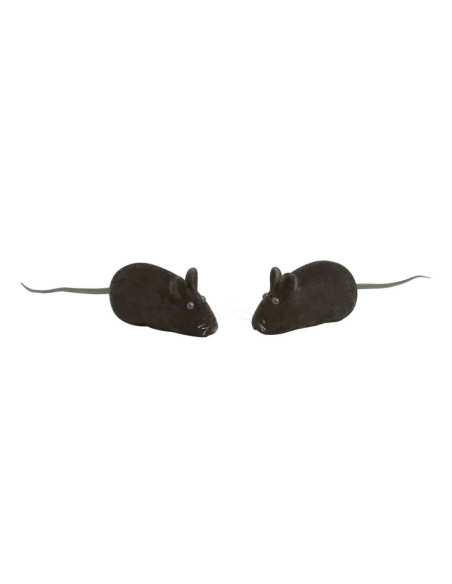 Souris polyester, sonore, 2 pièces, 16 cm, gris