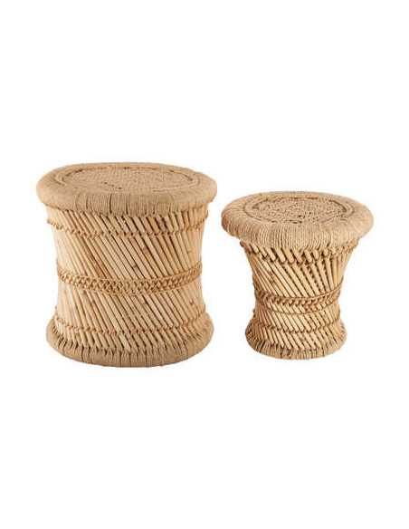 Tables gigognes ILYAN Bambou, diamètre 30/37 cm