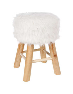Tabouret d'appoint fourré OSLO blanc