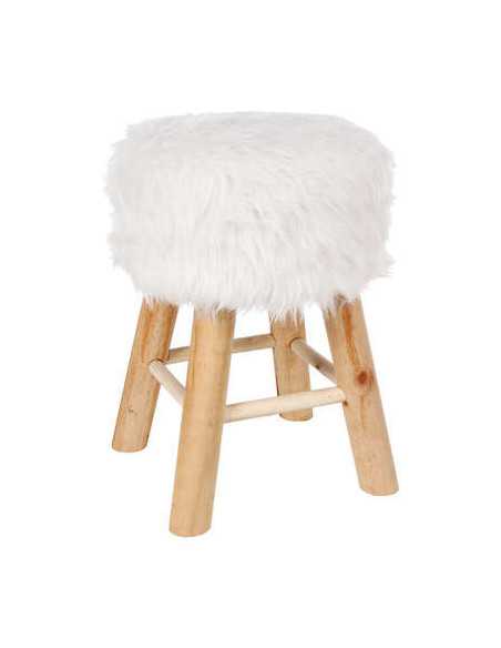 Tabouret d'appoint fourré OSLO blanc