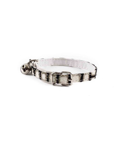 collier chat cuir synthetique, paillettes,30x1cm,blanc