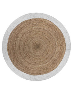 Tapis rond jute et bord blanc diamètre 120 cm