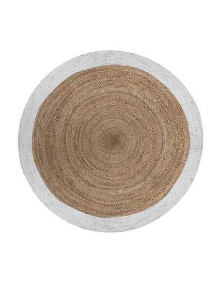 Tapis rond jute et bord blanc diamètre 120 cm