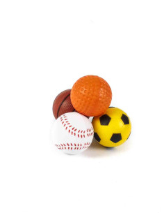 Mini balles mousse sport x 4, diam. 3,5 cm