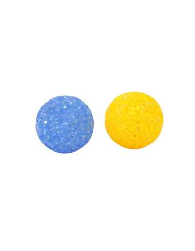 Balle luisante, grelot, 2 pièces, 3,5 cm, bleu et jaune