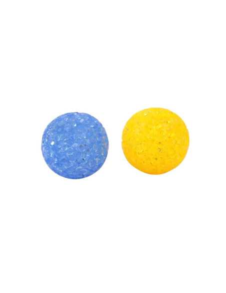 Balle luisante, grelot, 2 pièces, 3,5 cm, bleu et jaune