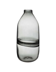 Vase plat LINE verre Gris hauteur 30 cm