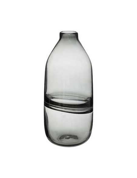 Vase plat LINE verre Gris hauteur 30 cm