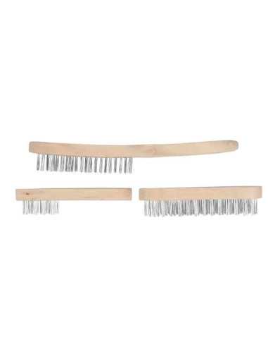 Brosse métallique x3 manche bois