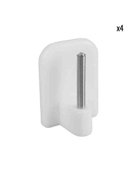 Crochet adhésif pour tringle plastique blanc - 4pcs