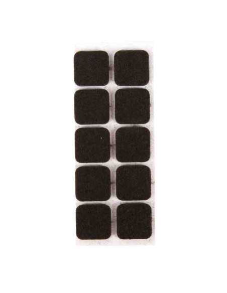 Patin adhésif 20mm 20pcs carré feutre marron