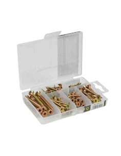 Vis acier bichromate assorties, tête fraisée 92 pcs