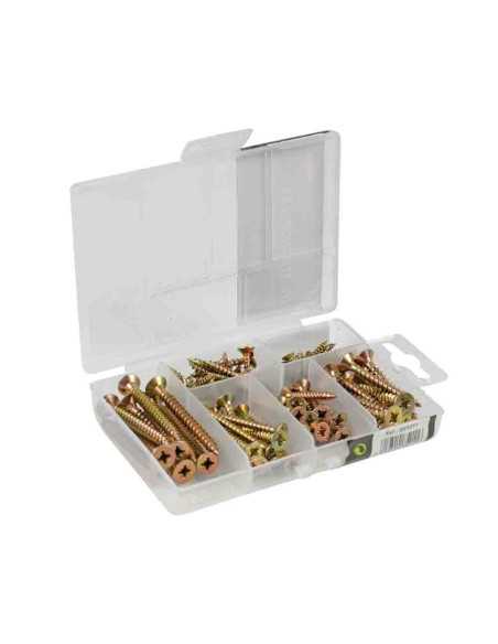 Vis acier bichromate assorties, tête fraisée 92 pcs